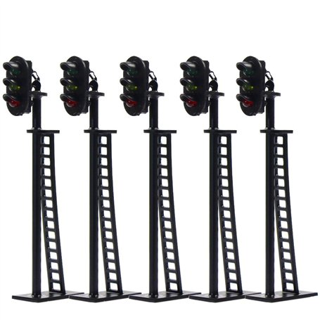 JTD04 Lot de 5 Feux de signalisation pour modélisme ferroviaire Vert/Jaune/Rouge Ho 6