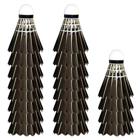WIYETY Lot de 12 balles de badminton noires : volants en plume d'oie tête en liège