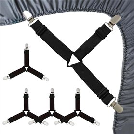 4 PCS Tendeur Drap Housse avec Clips en Métal