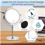 NVIYAM Miroir de Maquillage Grossissant, 1X et 10X Double Face Mirroir Maquilleur Lumineux, Hauteur Réglable Miroir de Table, Ro