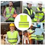 Lot de 5 Gilet Haute Visibilité, Gilets Haute Vêtements De Travail Respirants, Gilet De Sécurité Haute avec des Bandes Réfléchis