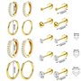 MeoZynxadril 9 Paires Boucles d'Oreilles, Boucle D'oreille Acier Inoxydable, Piercing Oreille Cartilage, Boucles D'oreilles Femm