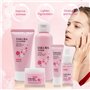 Fengyang® 5Pcs Set de Soins, Sakura Ensemble De Soins De La Peau, Soins Du Visage À Texture Rafraîchissante, Kit de Soins de La 