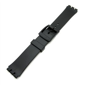 New 17mm (20mm) Sized Resin Strap Compatible for Swatch Watch - Black - RG12