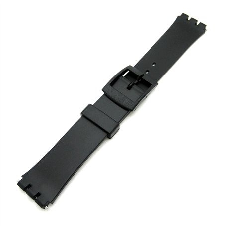 New 17mm (20mm) Sized Resin Strap Compatible for Swatch Watch - Black - RG12