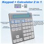 Pavé Numérique Bluetooth, 2,4 G Pave Numerique sans Fil Ergonomique Portatif Clavier Numérique 34 Touches avec Calculatrice d'af