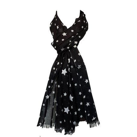 Purple Possum® Écharpe noire avec étoiles blanches
