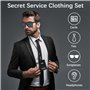 QOUBNIC 6 Pièces Agent Costume Accessoires, d'Accessoires Costume Agent Secret avec Lunettes Noires Écouteur Badge ID Cravatte P