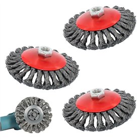 PRITOK Lot de 3 Brosses Métalliques pour Meuleuse d'Angle : Ø 125 mm Circulaire en Acier Flexible