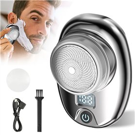 Nizirioo Mini rasoir électrique USB : rasoir portable pour homme avec indicateur d'énergie LED et brosse de nettoyage