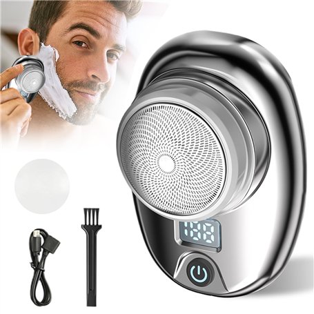 Nizirioo Mini rasoir électrique USB : rasoir portable pour homme avec indicateur d'énergie LED et brosse de nettoyage