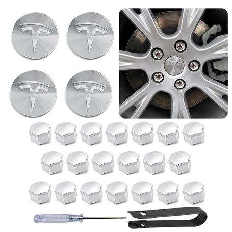 Kit d'enjoliveurs pour Tesla Model 3/Model Y (Argent)
