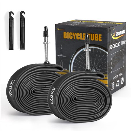 Pack de 2 Chambre à air 700 x 23-25C pour Vélo de Route FV48mm Valve Presta