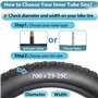 Pack de 2 Chambre à air 700 x 23-25C pour Vélo de Route FV48mm Valve Presta, Chambre à air Compatible avec Les Pneus de Vélo 700