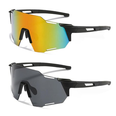 SAIJIAN 2 Pièces Lunettes de Soleil Homme et Femme Lunettes de Soleil Sport Lunettes Cyclisme Anti-UV Lunettes de Protection D'e