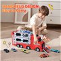 Weinsamkeit Jouets Transporter Truck Cars avec 8 Petite Voiture, Camion de Course Pliable Double Couche, Portable Circuit Voitur