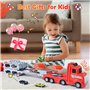 Weinsamkeit Jouets Transporter Truck Cars avec 8 Petite Voiture, Camion de Course Pliable Double Couche, Portable Circuit Voitur