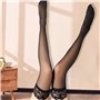 Meifiyu Lot de 4 Paires de Bas Autofixants Noirs pour Femme avec Dentelle, Sexy 20 Deniers en Soie (Taille Unique), Noir, 10-96