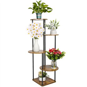 Teklemon Support de Plante en Métal Bois