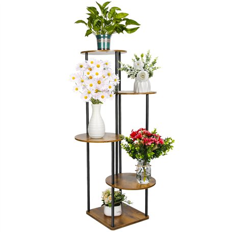 Teklemon Support de Plante en Métal Bois