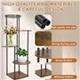 Teklemon Support de Plante en Métal Bois, 5 Niveaux Support Plantes Interieur Multiple Étagère à Fleurs Support de Pots Fleurs P