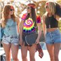 MZJAUVF Déguisement Hippie Homme, Déguisement Année 70, Deguisement Disco Homme, Accessoires Hippie avec T Shirt Perruque Bandea