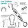 ZZQVIP Kit Fixation Voile d'Ombrage 44 PCS, M6 Acier Inoxydable avec 4 Tendeurs 4 Mousquetons 4 Plaques Murales 16 Vis et 16 Che
