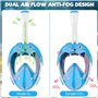 BBLTIFF Masque de Plongée Enfant, 180° HD Masque Tuba Intégral, Anti-buée Anti-Fuite Masque Piscine Enfant avec Pochette de Rang