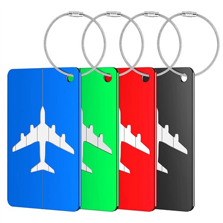Brencco 4 Étiquettes à bagages en aluminium Avec carte pour informations personnelles