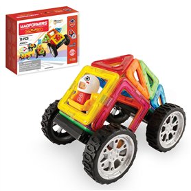 Magformers WOW Plus Magnetic Building Blocks Toy. Makes 30 Different Cars With Detachable Race Driver. STEM Toy With 18 Pieces.