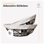 FRIHET Lot de 2 corbeilles à pain modernes 2 en 1 - Corbeille à fruits - Métal - Insert lavable en 100 % coton - Rondes - Noir -