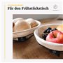 FRIHET Lot de 2 corbeilles à pain modernes 2 en 1 - Corbeille à fruits - Métal - Insert lavable en 100 % coton - Rondes - Noir -