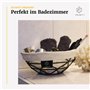 FRIHET Lot de 2 corbeilles à pain modernes 2 en 1 - Corbeille à fruits - Métal - Insert lavable en 100 % coton - Rondes - Noir -