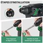 STANEW Marteau Perforateur Filaire SDS Plus 950W, Marteau Perforateur 0-1150RPM/5100BPM avec 4 fonctions et embrayage de sécurit
