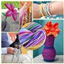 VORHOT 200 PCS Scoubidou Fil Fluorescent, Scooby Doo Fil avec Porte-clés et Crochets, Scoubidou Kit pour Faire des Bracelets Col