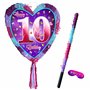 Piñata 10e anniversaire avec bâton – Jeu de fête pour filles – Grand 41 cm x 38 cm