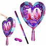 Piñata 10e anniversaire avec bâton – Jeu de fête pour filles – Grand 41 cm x 38 cm