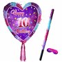 Piñata 10e anniversaire avec bâton – Jeu de fête pour filles – Grand 41 cm x 38 cm