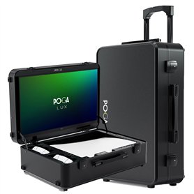POGA Lux Valise de Voyage pour Console Portable Playstation 5 avec Chariot et Moniteur de Jeu AOC 61 cm – Noir (V2 – Haut-Parleu