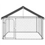 Enclos Niche Cage pour Chien Métal Chenil extérieur avec Toit 200x200x150 cm