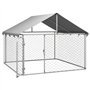 Chenil d'extérieur pour Chien, Enclos Niche Cage pour Chien Métal Chenil extérieur avec Toit 200x200x150 cm