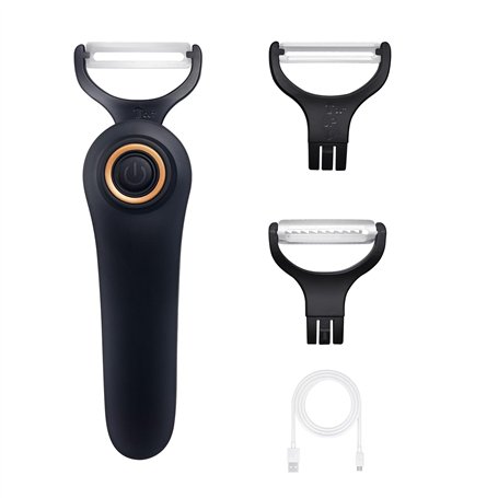 Fitdays Éplucheur Électrique Orbital Sans Fil | 3 Lames Inox Multifonctions (Pommes/Carottes) | Type-C Rechargeable & Léger | Sé