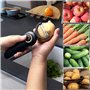 Fitdays Éplucheur Électrique Orbital Sans Fil | 3 Lames Inox Multifonctions (Pommes/Carottes) | Type-C Rechargeable & Léger | Sé