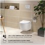 HOROW WC suspendu en céramique avec revêtement nano, WC mural en céramique blanc, cuvette de WC compacte avec siège automatique 