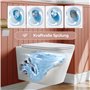 WC suspendu sans bord avec abattant de WC avec système d'abaissement automatique en céramique - WC avec chasse Superspin monotro