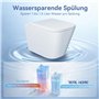 WC suspendu sans bord avec abattant de WC avec système d'abaissement automatique en céramique - WC avec chasse Superspin monotro