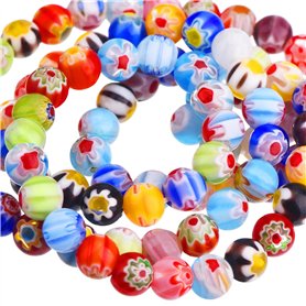 Sumind 200 Pièces 6 mm Millefiori Perles Rondes en Verre avec Une Seule Fleur pour la Fabrication de Bijoux Fournitures de Brode