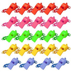 TAFACE Lot de 24 sifflets colorés pour enfants avec cordon tour de cou