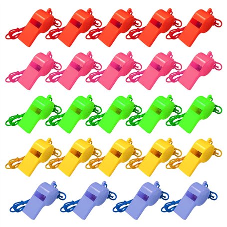 TAFACE Lot de 24 sifflets colorés pour enfants avec cordon tour de cou