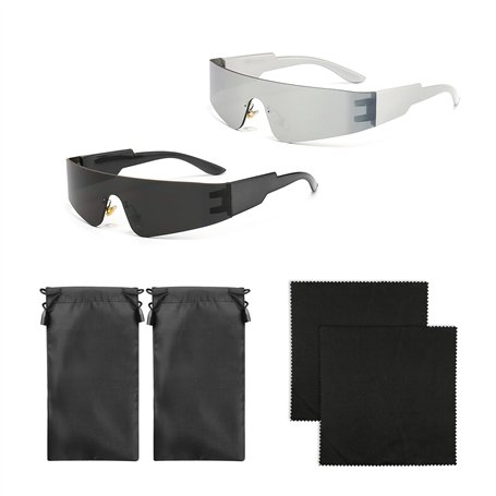 TAFACE Lot de 2 Paires de Lunettes de Soleil Futuristes - Style Punk